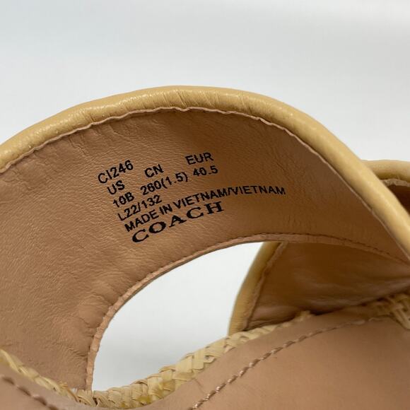 Coach Womens Nelly Raffia Ankle Strap Espadrille Platform High Heel Sandals 10 B - Picture 9 of 15